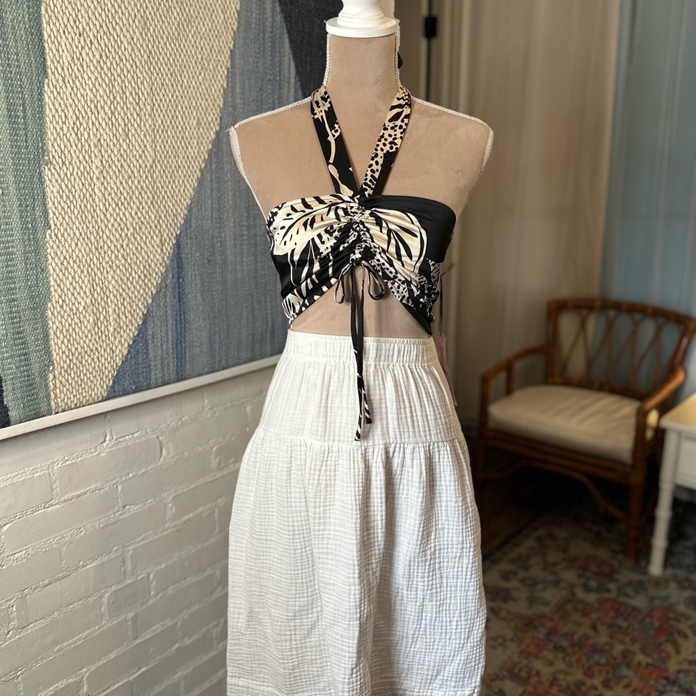Future Collective Alani Noelle Black Animal Print Bandeau Crop Top - Picture 3 of 16